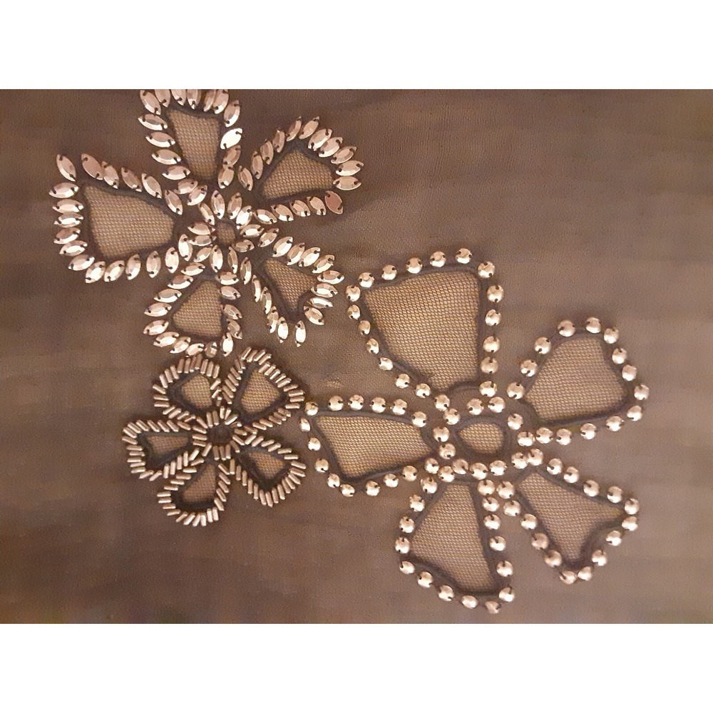 Bejeweled‎ Shades of Navy BIue White & Gold Long Sheer Scarf